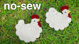 Crochet a Chicken Coaster in 20mins free pattern [upl. by Dolly571]