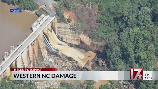 New images Damage to Lake Lure Dam and S Asheville flooding [upl. by Etakyram]