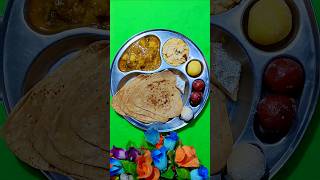 Ghee Paratha with aaloo baingan curry bundi Raita amp sweets desithali food indiankitchen thali [upl. by Kerad]