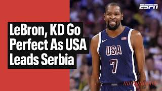 KD LeBron perfect as USA lead Serbia at half 💯 [upl. by Atteyek165]