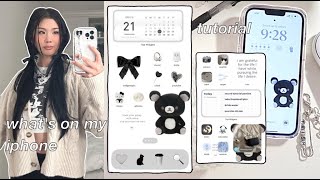 WHATS ON MY IPHONE  TUTORIAL  transparent dock icons useful widgets aesthetic customization [upl. by Adnorehs]