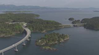 Leirvik bostadsplattform Stordabrua Bømlabrua Trekantsambandet  Flying Over Norway [upl. by Fenny795]