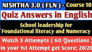 Course 10 Quiz Answers in English FLN  School leadership for Foundational literacy and Numeracy [upl. by Winograd305]