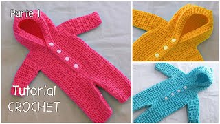 Como tejer Enterito Body Mameluco a crochet ganchillo para bebe Parte 1 de 3 [upl. by Der]