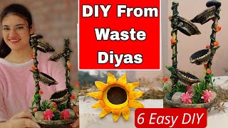 Easy DIY From Waste material craft ideas  Old Diya Reuse Idea 💡 wastematerialcraft diy craft [upl. by Dasie288]