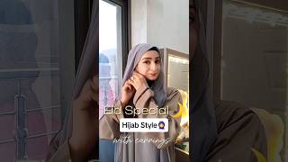 eidhijabseries Eid Special 🌙Hijab Tutorial W Earrings  chiffon layered Hijab Style drsidra9oor [upl. by Gerrard526]