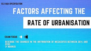 FACTORS AFFECTING THE RATE OF URBANISATION  GCSE Geography Revision  100 Exam Countdown 132 [upl. by Nodarb]