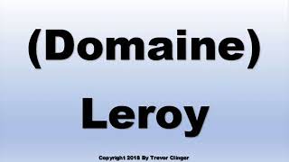 How To Pronounce Domaine Leroy [upl. by Clayborn]