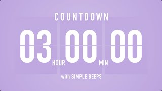 3 Hours Countdown Flip Clock Timer  Simple Beeps 🫐 🔔 [upl. by Eniarral345]