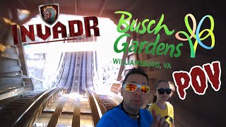 InvadR Wooden Roller Coaster Front Row Ride amp Review POV Busch Gardens Williamsburg 2024 [upl. by Aynam]