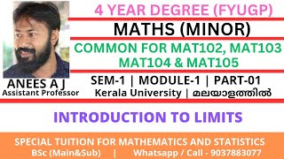 Introduction to Limits  Maths Minor  Sem1  4 year degree  kerala university  Malayalam [upl. by Mathia]