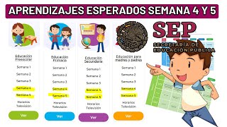 Ya puedes descargar los APRENDIZAJES ESPERADOS de la semana 4 y 5 [upl. by Ellehcyar]