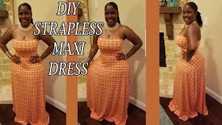 DIY STRAPLESS MAXI DRESS EASY How to sew a tube top maxi dress [upl. by Akemaj736]