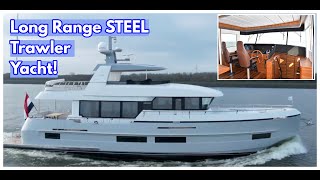 Check Out This STEEL Hull TRAWLER YACHT With A 4000 NM Range [upl. by Arhas]