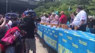 2018 NATHANS FAMOUS HOT DOG EATING CONTEST  CITIFIELD QUALIFIER QUEENS NY [upl. by Aikemaj961]