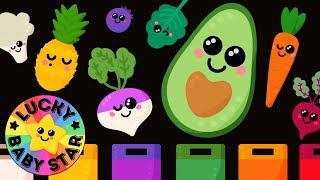 🥬🌈 Rainbow Colours with Dancing Fruit amp Vegetables Baby Sensory Video 🥦🍎 [upl. by Atiuqrahs]