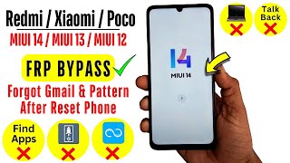 RedmiXiaomiPoco MIUI 141312 Frp Bypass Without Second Space  All Redmi Google Account Bypass [upl. by Asirret]