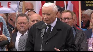 Protest Prawa i Sprawiedliwości w Warszawie Jarosław Kaczyński grzmi o torturach ks Olszewskiego [upl. by Rosalyn]