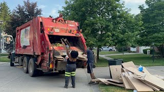 Red GFL Heil Rear Loader Garbage Truck Packing a Massive Cardboard Pile [upl. by Gavin422]