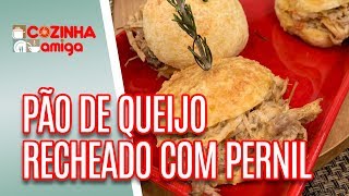 Pão de Queijo RECHEADO com Pernil  Raquel Novais  Cozinha Amiga 150219 [upl. by Auoz]