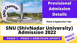 SNU Chennai Admission 2022  Provisional Admission Details [upl. by Liagibba]