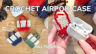 Crochet AirPod Case Tutorial amp Pattern  Makes a great keychain too [upl. by Suivatna]