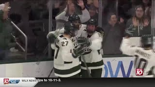 HIGHLIGHTS No 1 Michigan State hockey sweeps Lindenwood [upl. by Anirad]