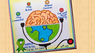 World Mental Health Day Drawing  Easy Mental Health Day Poster Making For Beginners [upl. by Anirad131]