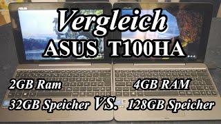 Vergleich Asus T100HA 2GB Ram VS 4GB Ram [upl. by Notffilc]