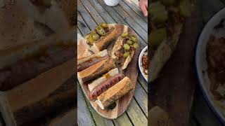 Ultimate Loaded Hot Dog  with BBQ Pulled Pork  Cook hot dogs on the BBQ  BBQ food idea  recipe [upl. by Elvah788]