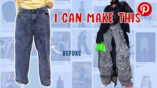 DIY cargo jeans Attico dupe  Upcycle My Dream Pinterest Wardrobe [upl. by Hillary]