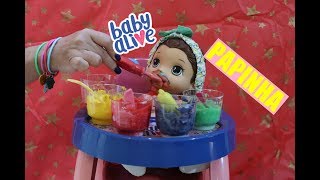 EXPERIMENTANDO PAPINHAS DE VÁRIOS SABORES BABY ALIVE AMANDINHA COMIDINHA PARA BONECAS [upl. by Dolli885]