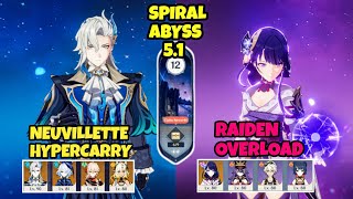 F2PC0 Neuvillette Hypercarry amp Raiden Overload Spiral Abyss Genshin Impact Mobile [upl. by Ardeed]