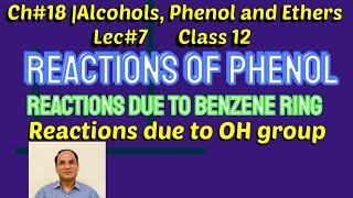 Ch18 Lec7 Reactions Of Phenol due to Benzene ring due to OH group Class 12 [upl. by Towny]