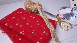 दुल्हन दुपट्टा Beautiful Bridal Dupatta Making  Designer Boutique Style Dupatta Making at home [upl. by Giesser]