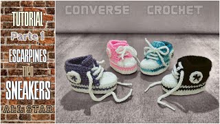 Sneakers para bebé a crochet tipo Converse All Star 13 [upl. by Ferwerda596]