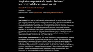 32 Surgical management of a lumbar far lateral intervertebral disc extrusion in a cat [upl. by Imotih]