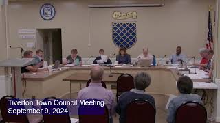 Tiverton Town Council Meeting  September 9 2024 [upl. by Tildie]