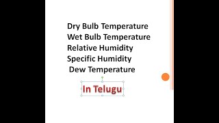 Psychrometric Terms Explained in Telugu [upl. by Otrebliw198]