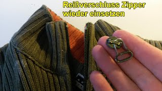 Reißverschluss Zipper wieder einsetzen  einfädeln Schieber vom Reißverschluss reparieren Anleitung [upl. by Danas]