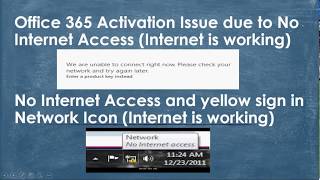 Office 365 Activation Issue due to No Internet Access and yellow sign in Network Icon [upl. by Onitram559]