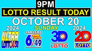 9pm Lotto Draw Result Today October 20 2024 PCSO [upl. by Neely]