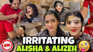 IRRITATING ALISHA amp ALIZEH FOR 24 HOURS  FULL MASTI VLOG [upl. by Kcarb]