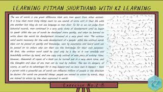 Pitman Shorthand  700 Words Exercise No2 100 WPM  KZ Learning [upl. by Adnicul450]