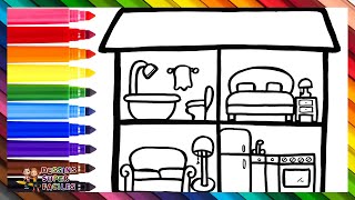 Dessiner et Colorier Une Maison Avec des Pièces 🏠🛏️🛋️ Dessins Pour Enfants [upl. by Lean]