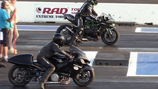 Nitro Hayabusa vs H2 Ninja and GSXR  motorbikes drag racing [upl. by Holden]