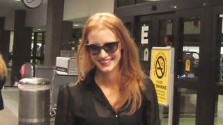 Jessica Chastain Charms Her Fans At LAX [upl. by Ettezzil]