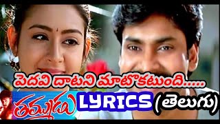 Pedhavi Dhatani Matokatundhi song lyrics in telugu  Thammudu movie songs  powen kalyan hits [upl. by Gilberte128]