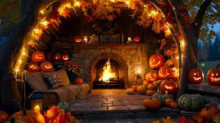 Cozy Autumn Fireplace Sounds 8h  Relaxing Autumn Fall Ambience  Halloween with Gentle Firelight [upl. by Chester]