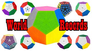 Every Rubiks cube MEGAMINX World Record from 2x2 to 13x13 [upl. by Lipinski]